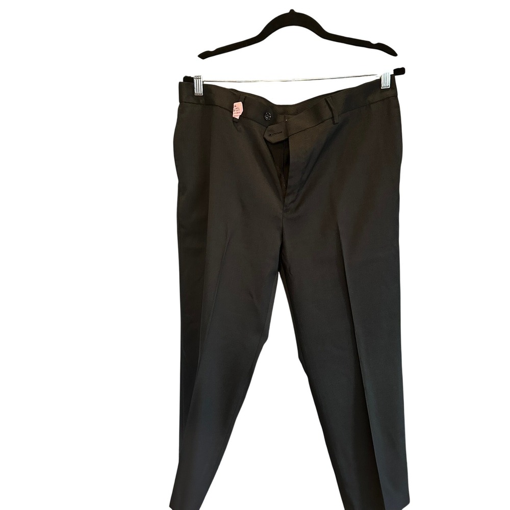 Savane Mens Black Flat Front Stretch Dress Pants Trousers 34x29